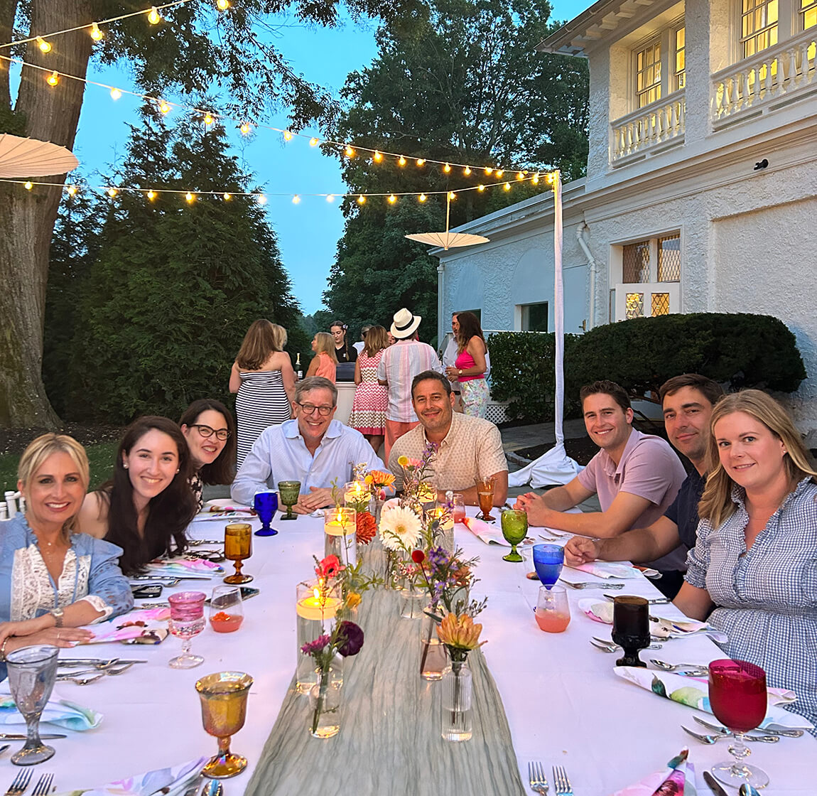 members at special outdoor dining event